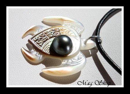 Temehani Collier Tortue Marquisienne Nacre & Perle de Tahiti Modèle 4 MAG.SHOP
