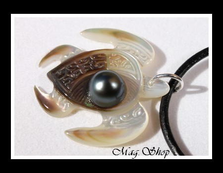 Temehani Collier Tortue Marquisienne Nacre & Perle de Tahiti Modèle 4 MAG.SHOP