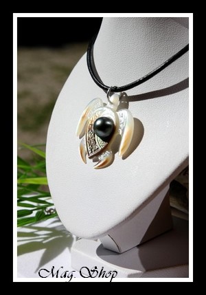 Temehani Collier Tortue Marquisienne Nacre & Perle de Tahiti Modèle 4 MAG.SHOP