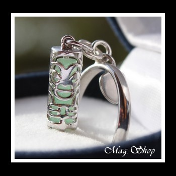 Terava Bague Tiki Amour Argent Rhodié 925 Adventurine MAG.SHOP TAHITI