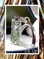 TIKI Collection / Bague TIKI Terava Amour Marquisien / Argent Rhodié 925 (3.70g) / Adventurine  / Taille Réglable (Photos Contractuelles)