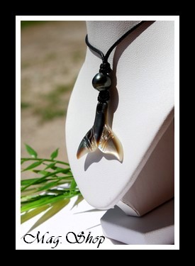 Tevairoa Collier Queue de Baleine Nacre & Perle de Tahiti Modèle 10 MAG.SHOP
