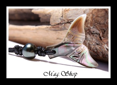 Tevairoa Collier Queue de Baleine Nacre & Perle de Tahiti Modèle 10 MAG.SHOP