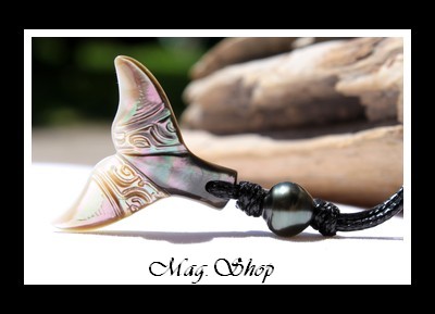 Tevairoa Collier Queue de Baleine Nacre & Perle de Tahiti Modèle 10 MAG.SHOP