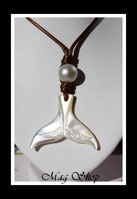 Tevairoa Collier Queue de Baleine Nacre & Perle de Tahiti Modèle 12 MAG.SHOP