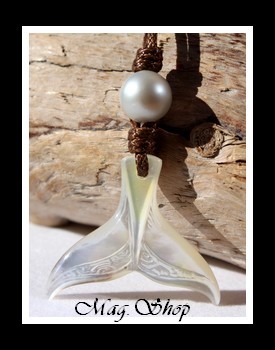 Tevairoa Collier Queue de Baleine Nacre & Perle de Tahiti Modèle 12 MAG.SHOP