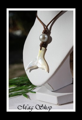 Tevairoa Collier Queue de Baleine Nacre & Perle de Tahiti Modèle 12 MAG.SHOP