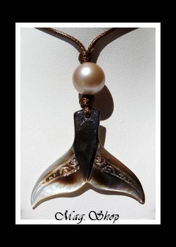 Tevairoa Collier Queue de Baleine Nacre & Perle de Tahiti Modèle 15 MAG.SHOP