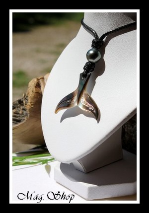 Tevairoa Collier Queue de Baleine Nacre & Perle de Tahiti Modèle 3 MAG.SHOP