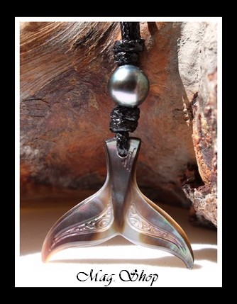 Tevairoa Collier Queue de Baleine Nacre & Perle de Tahiti Modèle 3 MAG.SHOP