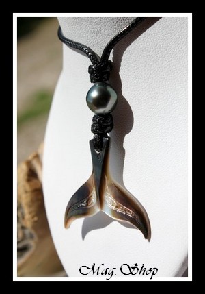 Tevairoa Collier Queue de Baleine Nacre & Perle de Tahiti Modèle 3 MAG.SHOP