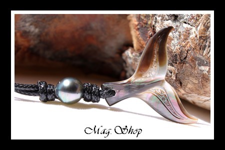 Tevairoa Collier Queue de Baleine Nacre & Perle de Tahiti Modèle 3 MAG.SHOP