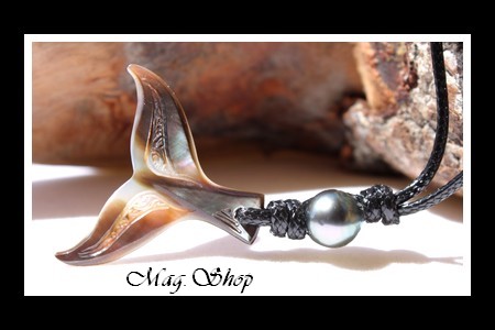 Tevairoa Collier Queue de Baleine Nacre & Perle de Tahiti Modèle 3 MAG.SHOP