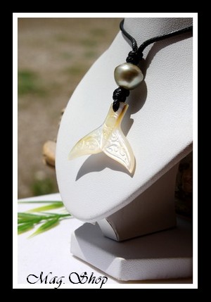 Tevairoa Collier Queue de Baleine Nacre & Perle de Tahiti Modèle 4 MAG.SHOP