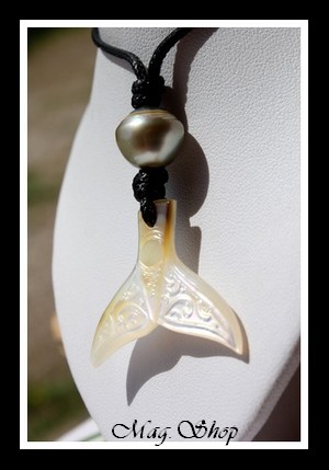 Tevairoa Collier Queue de Baleine Nacre & Perle de Tahiti Modèle 4 MAG.SHOP