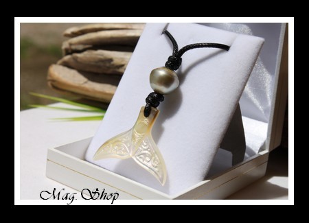 Tevairoa Collier Queue de Baleine Nacre & Perle de Tahiti Modèle 4 MAG.SHOP