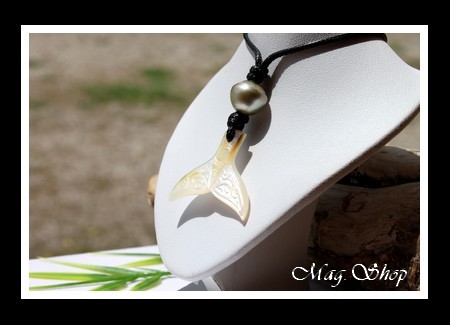 Tevairoa Collier Queue de Baleine Nacre & Perle de Tahiti Modèle 4 MAG.SHOP