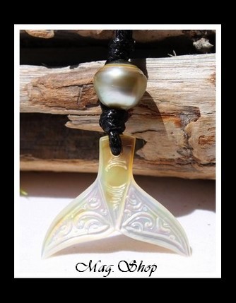 Tevairoa Collier Queue de Baleine Nacre & Perle de Tahiti Modèle 4 MAG.SHOP TAHITI