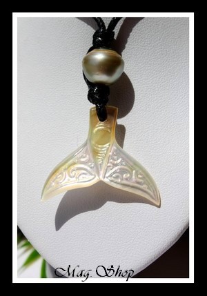Tevairoa Collier Queue de Baleine Nacre & Perle de Tahiti Modèle 4 MAG.SHOP TAHITI