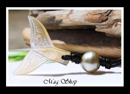 Tevairoa Collier Queue de Baleine Nacre & Perle de Tahiti Modèle 4 MAG.SHOP TAHITI