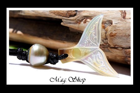 Tevairoa Collier Queue de Baleine Nacre & Perle de Tahiti Modèle 4 MAG.SHOP TAHITI