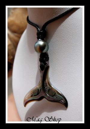Tevairoa Collier Queue de Baleine Nacre & Perle de Tahiti Modèle 6 MAG.SHOP