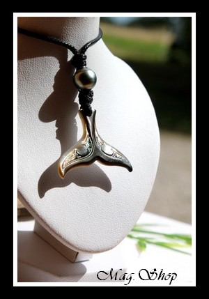 Tevairoa Collier Queue de Baleine Nacre & Perle de Tahiti Modèle 6 MAG.SHOP