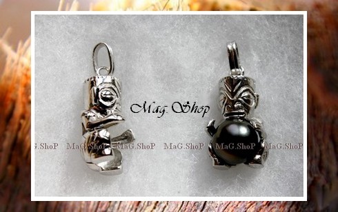 TIKI Tatoué Apprêt Pendentif Argent Rhodié 925 MAG.SHOP