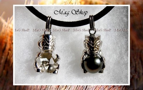 TIKI Tatoué Apprêt Pendentif Argent Rhodié 925 MAG.SHOP