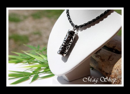 Tiki Agate Noire Véritable H4cm Collier Modèle 2 MAG.SHOP TAHITI