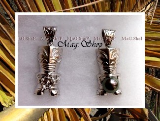Apprêt Pendentif Tiki  Faaone Marquisien Argent Rhodié 925 (5.97g) / Article vendu SANS Chaîne , SANS Perle (photos contractuelles)