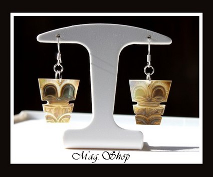 Tikis Boucles D`Oreilles Argent 925 Nacres de TAHITI MAG.SHOP