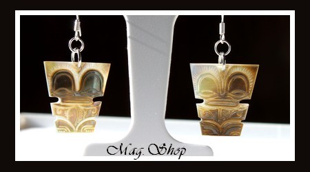 Tikis Boucles D`Oreilles Argent 925 Nacres de TAHITI MAG.SHOP