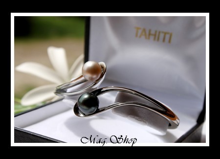 Toi & Moi Bracelet Manuae Acier 2 Perles de Tahiti Modèle 2 MAG.SHOP