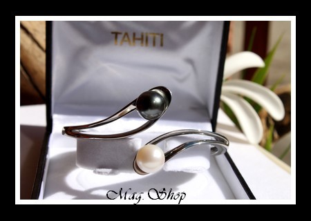 Toi & Moi Bracelet Manuae Acier 2 Perles de Tahiti Modèle 3 MAG.SHOP