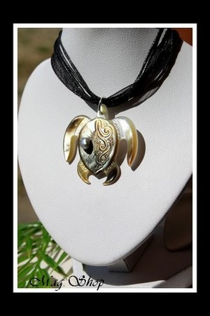 Tortue Archipels Mehetia Vagues Collier Nacre & Perle Keishi de Tahiti Modèle 4 MAG.SHOP