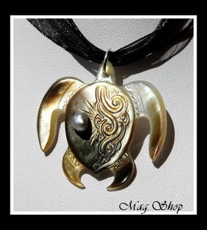 Tortue Archipels Mehetia Vagues Collier Nacre & Perle Keishi de Tahiti Modèle 4 MAG.SHOP