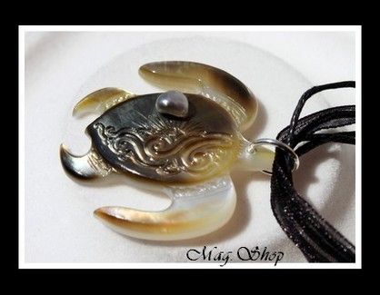 Tortue Archipels Mehetia Vagues Collier Nacre & Perle Keishi de Tahiti Modèle 4 MAG.SHOP