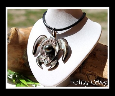 Tortue Nui Marquisienne Moana Collier Nacre & Perle de Tahiti Modèle 3 MAG.SHOP