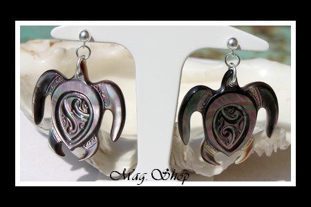 Tortues Boucles d`Oreilles Nacres de Tahiti MAG.SHOP