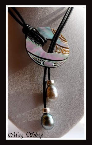 Tuamotu Collier Nacre & 2 Perles de Tahiti MAG.SHOP TAHITI