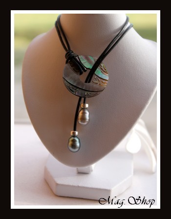 Tuamotu Collier Nacre & 2 Perles de Tahiti MAG.SHOP TAHITI