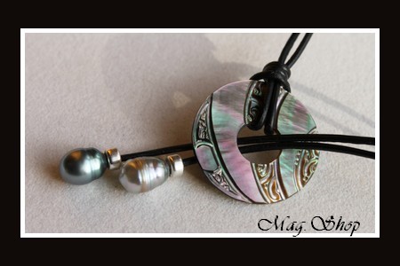 Tuamotu Collier Nacre & 2 Perles de Tahiti MAG.SHOP TAHITI