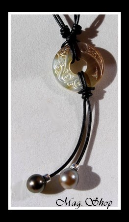 Tuamotu Vagues Collier Lagon Nacre & 2 Perles Baroques de Tahiti Modèle 6 MAG.SHOP