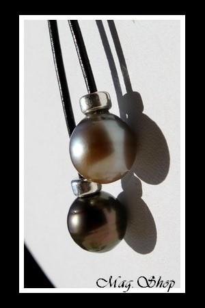Tuamotu Vagues Collier Lagon Nacre & 2 Perles Baroques de Tahiti Modèle 6 MAG.SHOP