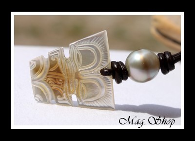 Tuka Collier Tiki Marquisien Nacre & Perle de Tahiti Modèle 3 MAG.SHOP
