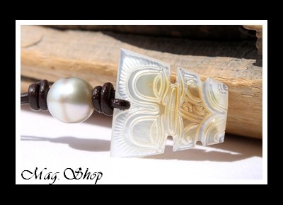 Tuka Collier Tiki Marquisien Nacre & Perle de Tahiti Modèle 3 MAG.SHOP