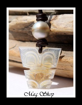 Tuka Collier Tiki Marquisien Nacre & Perle de Tahiti Modèle 3 MAG.SHOP