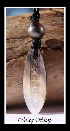 Uturoa Collier Planche de Surf Nacre & Perle de Tahiti Modèle 2 MAG.SHOP TAHITI