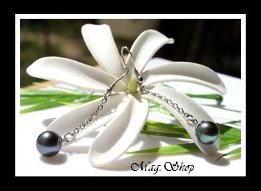 Vahinemoea Boucles d`Oreilles 2 Perles de Tahiti Modèle 1 MAG.SHOP
